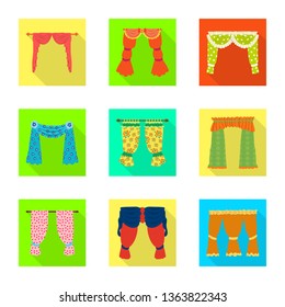 Vector illustration of curtains and drapes icon. Set of curtains and blinds stock vector illustration.