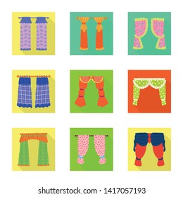 Vector illustration of curtains and drapes icon. Collection of curtains and blinds stock symbol for web.