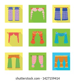 Vector illustration of curtains and drapes icon. Collection of curtains and blinds stock vector illustration.