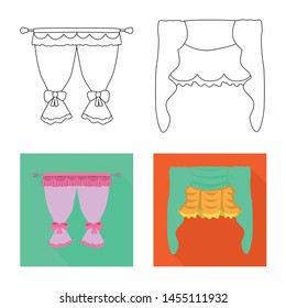 Vector illustration of curtains and drapes icon. Set of curtains and blinds stock vector illustration.