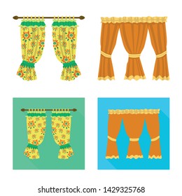 Vector illustration of curtains and drapes logo. Collection of curtains and blinds vector icon for stock.