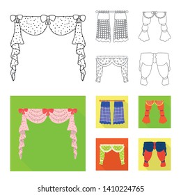 Vector illustration of curtains and drapes sign. Collection of curtains and blinds stock vector illustration.