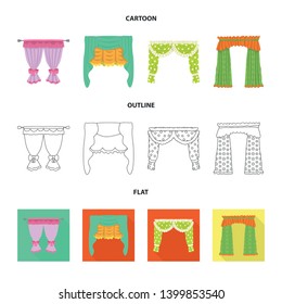 Vector illustration of curtains and drapes symbol. Collection of curtains and blinds stock symbol for web.