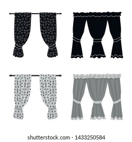 Vector illustration of curtains and drapes symbol. Set of curtains and blinds stock symbol for web.