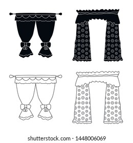 Vector illustration of curtains and drapes symbol. Collection of curtains and blinds stock symbol for web.
