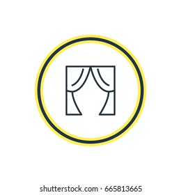 Vector Illustration Of Curtains Outline. Beautiful Cinema Element Also Can Be Used As Theater Element.