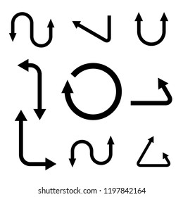 Vector illustration of curved arrow icons.