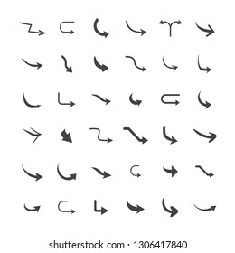 Vector illustration of curved arrow icons. 36 curved arrow icons set. curve icons Vector illustration of curved arrow icons. 36 curved arrow icons set. curve icons