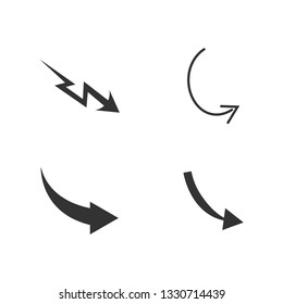 Vector illustration of curved arrow icons. 4 curved arrow icons set. curve icons