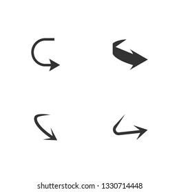 Vector illustration of curved arrow icons. 4 curved arrow icons set. curve icons