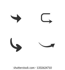 Vector illustration of curved arrow icons. 4 curved arrow icons set. curve icons