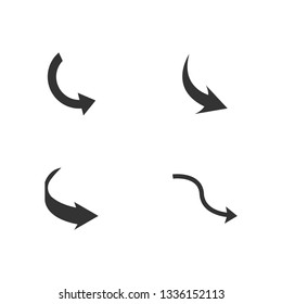 Vector illustration of curved arrow icons. 4 curved arrow icons set. curve icons