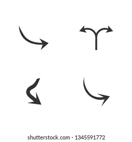 Vector illustration of curved arrow icons. 4 curved arrow icons set. curve icons