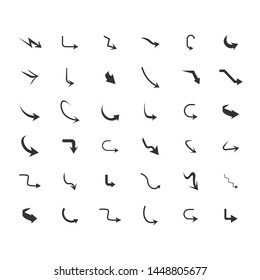 Vector Illustration Of Curved Arrow Icons. 36 Curved Arrow Icons Set. Curve Icons