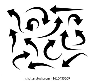 Vector illustration of curved arrow icons.