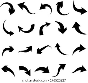 Vector illustration of curved arrow icons. 
