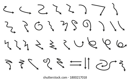 Vector illustration of curved arrow icons. curved arrow icons set. curve icons
