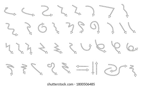 Vector illustration of curved arrow icons. curved arrow icons set. curve icons