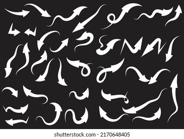 Ilustración vectorial de iconos de flecha curvada. Conjunto de iconos de flecha. Ilustración del vector