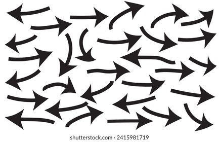 Vector illustration of curved arrow icons.