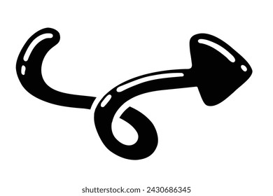 Vector illustration of curved arrow icons. Liquid ink style arrow design element isolated on white background.