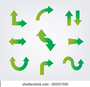 Vector illustration of curved arrow icons.

