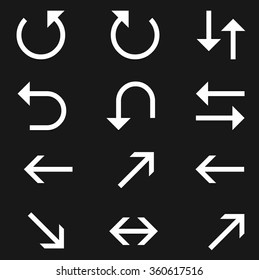 Vector illustration of curved arrow icons.