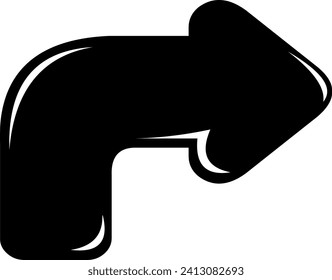 flecha curvada de ilustración vectorial apuntando al lado derecho