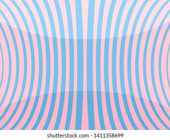 Vector illustration of curved blue lines on pink background. Abstraction illusion is an optical illusion. Picture for stylish design layouts.