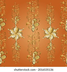 Ilustración vectorial. Fondo de garabato curvo. Diseño de Mehndi. Tracería. Patrones de colores amarillos, naranjas y marrones. Textura de doodle de color étnico.