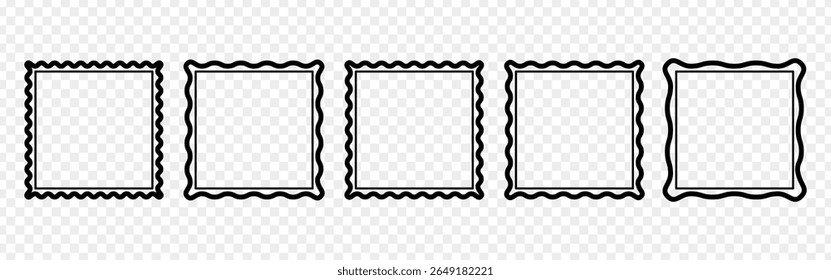 Vector illustration of Curved Frames set isolated on transparent background