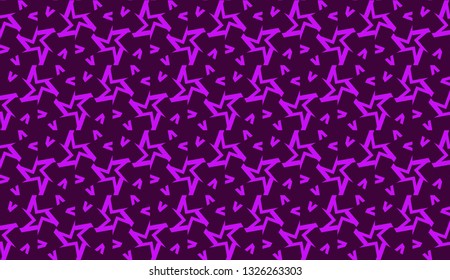 Vector illustration with curved line. Modern pattern in triangles style. For modern interior design, fashion print. Light, dark purple. Seamless.