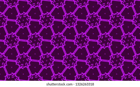 Vector illustration with curved line. Modern pattern in triangles style. For modern interior design, fashion print. Light, dark purple. Seamless.