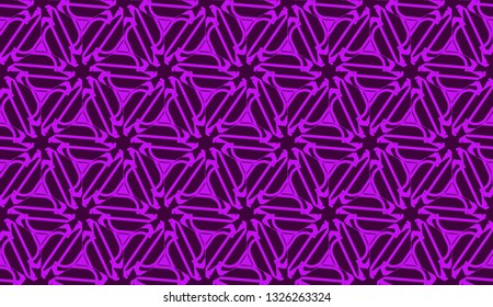 Vector illustration with curved line. Modern pattern in triangles style. For modern interior design, fashion print. Light, dark purple. Seamless.