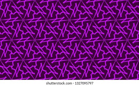 Vector illustration with curved line. Modern pattern in triangles style. For modern interior design, fashion print. Light, dark purple. Seamless.