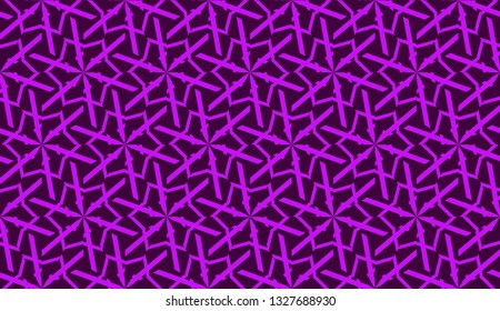 Vector illustration with curved line. Modern pattern in triangles style. For modern interior design, fashion print. Light, dark purple. Seamless.