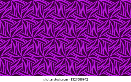 Vector illustration with curved line. Modern pattern in triangles style. For modern interior design, fashion print. Light, dark purple. Seamless.
