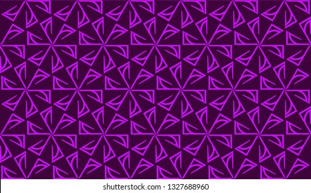 Vector illustration with curved line. Modern pattern in triangles style. For modern interior design, fashion print. Light, dark purple. Seamless.