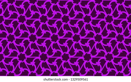 Vector illustration with curved line. Modern pattern in triangles style. For modern interior design, fashion print. Light, dark purple. Seamless.