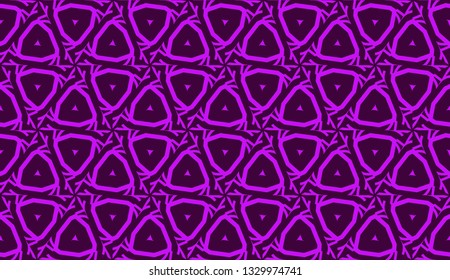 Vector illustration with curved line. Modern pattern in triangles style. For modern interior design, fashion print. Light, dark purple. Seamless.