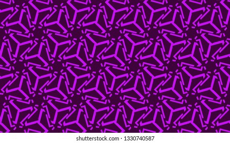 Vector illustration with curved line. Modern pattern in triangles style. For modern interior design, fashion print. Light, dark purple. Seamless.