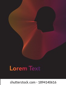 Vector illustration of curved lines framing a human profile. Abstract conceptual futuristic illustration. Ideal for graphic backgrounds.