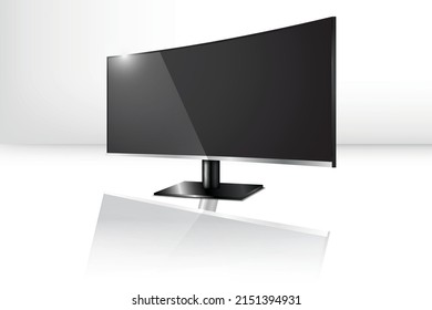 vector illustration curved monitor and white background design template.