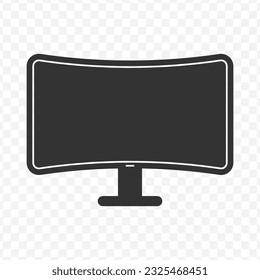 Vector illustration of curved monitors icon in dark color and transparent background(PNG).