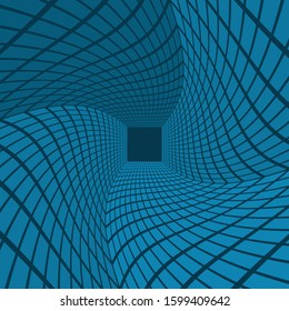 Vector illustration of curved, perspective tunnel