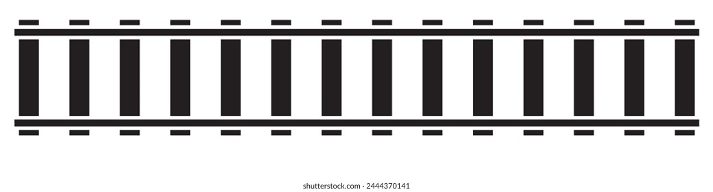 Ilustración vectorial de ferrocarril curvo aislado sobre un fondo blanco. Conjunto de iconos de pista de tren de ferrocarril recto y curvo. Perspectiva vista de los carriles ferroviarios.