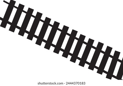 Vector illustration of curved railroad isolated on a white background. Straight and curved railway train track icon set. Perspective view railroad train paths.