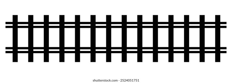 Ilustración vectorial de ferrocarril curvo aislado. Conjunto de iconos de pista de tren ferroviario recto y curvo.