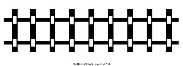 Ilustración vectorial de ferrocarril curvo aislado. Conjunto de iconos de pista de tren ferroviario recto y curvo.