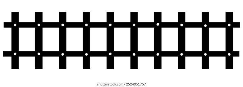 Ilustración vectorial de ferrocarril curvo aislado. Conjunto de iconos de pista de tren ferroviario recto y curvo.